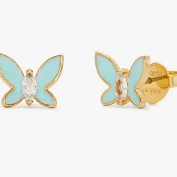🦋🔹️Kate Spade🔹️ Social Butterfly Blue Mini Studs - Picture 4 of 4